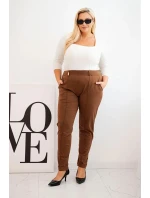 Dámské bavlněné kalhoty Plus Size s elastickým pasem model 21397638 - K-Fashion Dámské bavlněné kalhoty Plus Size s elastickým pasem model 21397638 - K-Fashion