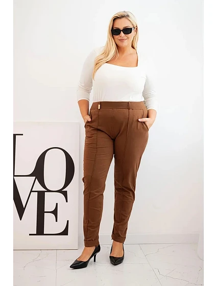 Dámské bavlněné kalhoty Plus Size s elastickým pasem model 21397638 - K-Fashion