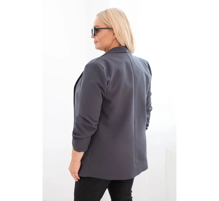 Dámská sako Plus Size bez zapínání s podšívkou model 21468632 grafitová - K-Fashion