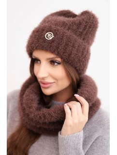 Dámská souprava čepice a šály zimní s ozdobným černá model 21495025 - K-Fashion