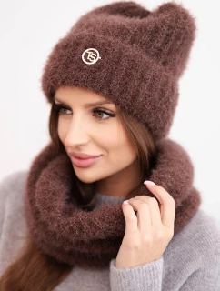 Dámská souprava čepice a šály zimní s ozdobným černá model 21495025 - K-Fashion