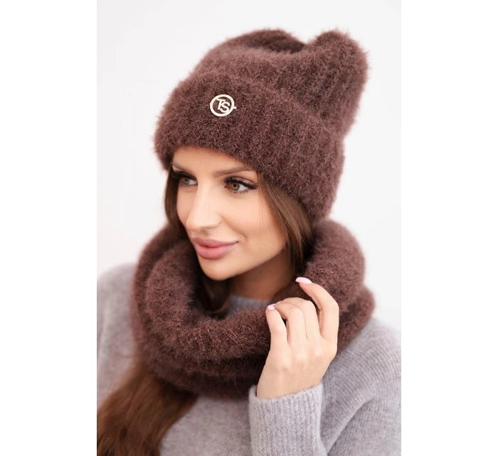 Dámská souprava čepice a šály zimní s ozdobným černá model 21495025 - K-Fashion