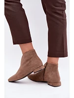 Nízké boty s výstřihem na zip tmavě béžové model 22320431 - Boto Nízké boty s výstřihem na zip tmavě béžové model 22320431 - Boto