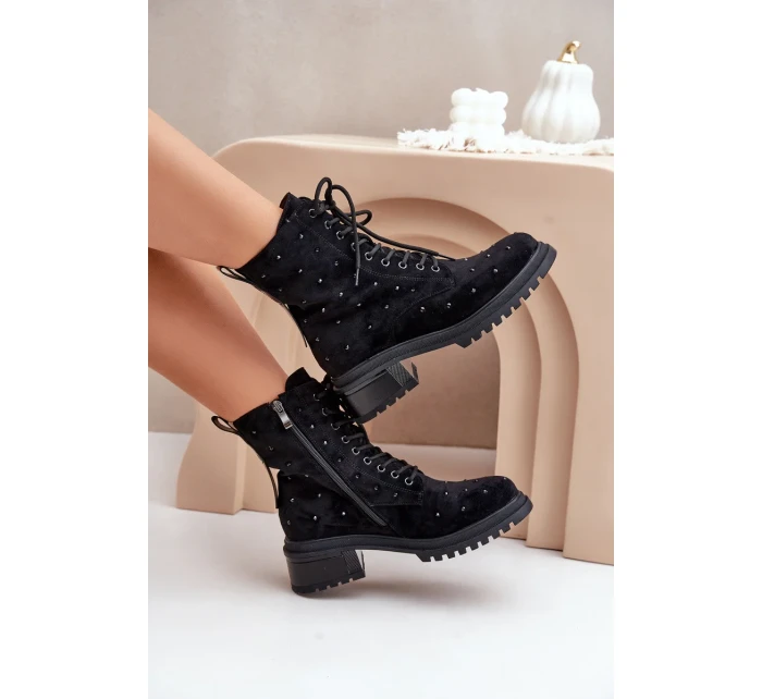 Zdobené Dámské Zateplené Kotníkové Boty D&A MR880-017 Černé