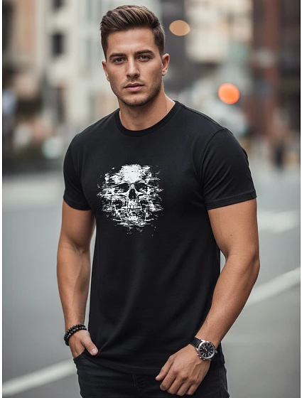 Tshirt męski z nadrukiem czarny model 22170667 - FashionStreet