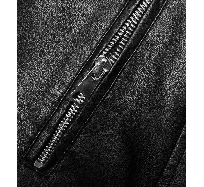 Černá bunda ramoneska s límcem (11Z8098)