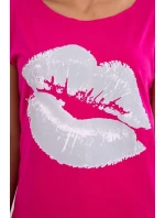 Halenka s potiskem rtů fuchsiová Halenka s potiskem rtů fuchsiová