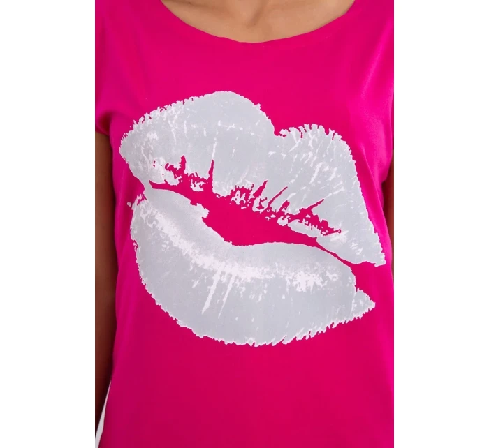 Halenka s potiskem rtů fuchsiová Halenka s potiskem rtů fuchsiová