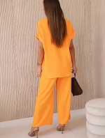 Komplet s náhrdelníkem halenka + kalhoty jasně oranžová