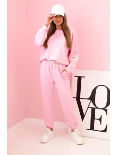 Komplet teplákové + kalhoty máslová látka bonbónově růžová