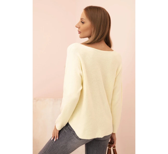 Svetr dámský z viskózy s výstřihem do V model 21268107 - K-Fashion