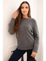 Dámský svetr z baby alpaky s dlouhým rukávem šedý