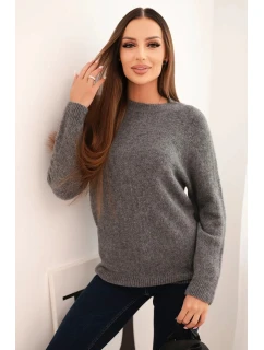 Dámský svetr z baby alpaky s dlouhým rukávem šedý