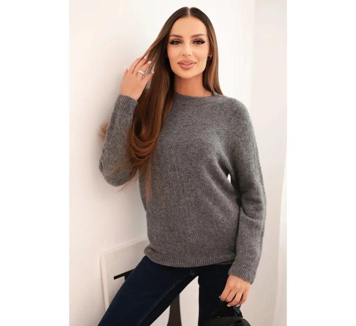 Dámský svetr z baby alpaky s dlouhým rukávem šedý