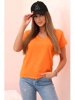 Dámská bavlněná blůza s výstřihem do V a krátkým rukávem model 21866394 - K-Fashion