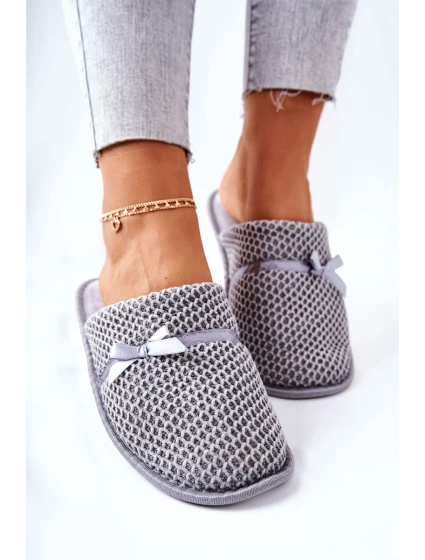 Dámské Pantofle S Mašlí šedé model 21567526 - EVENTO Dámské Pantofle S Mašlí šedé model 21567526 - EVENTO