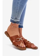 Dámské Plné Sandály S Dekorativním Detalem Hnědé model 21697826 - EVENTO Dámské Plné Sandály S Dekorativním Detalem Hnědé model 21697826 - EVENTO