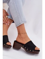 Dámské sandály na klíně s zlatými přezkami Černé Davessa