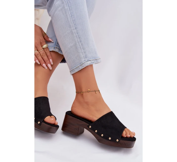 Dámské sandály na klíně s zlatými přezkami Černé Davessa