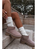 Dámské sněhule Milora z přírodního semiše s kožešinou – khaki Dámské sněhule Milora z přírodního semiše s kožešinou – khaki