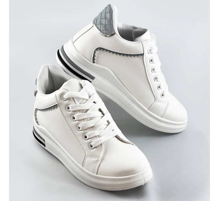 Bílo-světle modré sportovní boty se skrytým klínem (666-16)