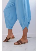 Kalhoty se širokými nohavicemi a kapsami modrý Kalhoty se širokými nohavicemi a kapsami modrý