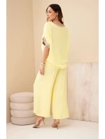 Komplet z viskózy se zlatým model 22010184 žlutý - K-Fashion