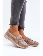 Dámské mokasíny s mašlí béžové model 21650300 - VINCEZA
