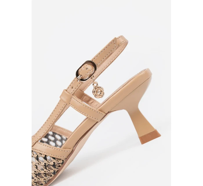 Luxusní hnědé  lodičky dámské na širokém podpatku