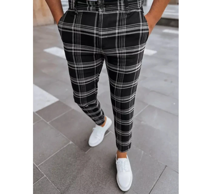 Pánské černé kostkované chinos kalhoty FashionStreet UX3965 Pánské černé kostkované chinos kalhoty FashionStreet UX3965