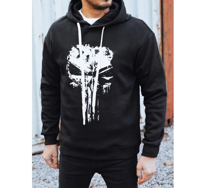 Pánská zateplená mikina s potiskem černá FashionStreet BX5927 Pánská zateplená mikina s potiskem černá FashionStreet BX5927