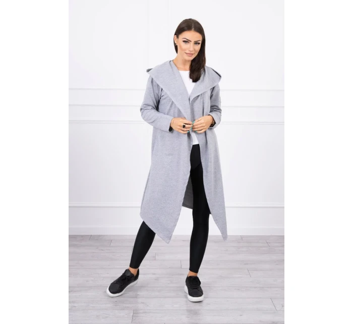 Dlouhá pláštěnka s kapucí šedá