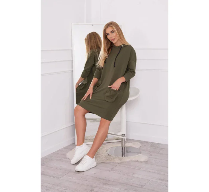 Kaki šaty s kapucí Kaki šaty s kapucí