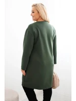 Dámské šaty Plus Size model 21486218 s kapsou a rukávem 3/4 khaki - K-Fashion