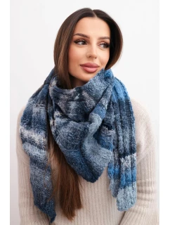 Dámský šátek z měkké a teplé vlny v barevných pruzích KN19 jeansový