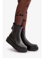 model 21669377 Dámské Kožené Botky Na Platformě Černé - Zazoo model 21669377 Dámské Kožené Botky Na Platformě Černé - Zazoo