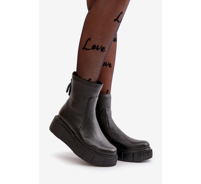 model 21669377 Dámské Kožené Botky Na Platformě Černé - Zazoo model 21669377 Dámské Kožené Botky Na Platformě Černé - Zazoo