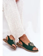 Dámské sandály s zlatým ozdobou eko semišové S.Barski KV27-059 hnědé Dámské sandály s zlatým ozdobou eko semišové S.Barski KV27-059 hnědé