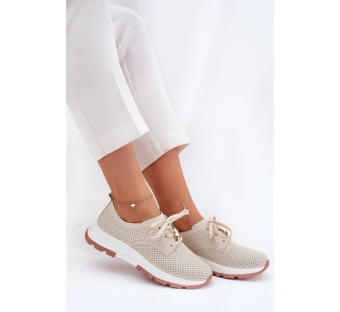 Kožené Polobotky Dámské S   Béžové model 21692665 - Artiker