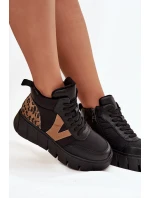 Kožené dámské kozačky na platformě vyhřívané Vinceza 66838 Černé