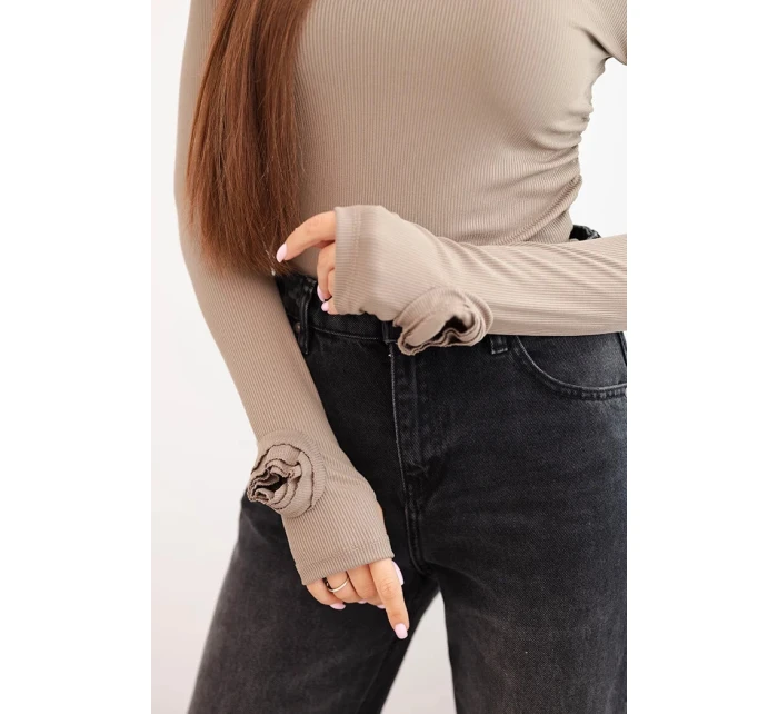 Dámská pruhovaná blůza s nařasením po straně fango Dámská pruhovaná blůza s nařasením po straně fango