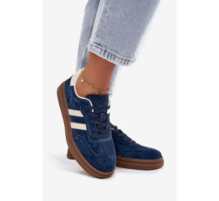 Dámské semišové tenisky na platformě tmavě modré Sylviona