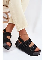 Semišové sandály na platformě Big Star TT274237 Černé Semišové sandály na platformě Big Star TT274237 Černé