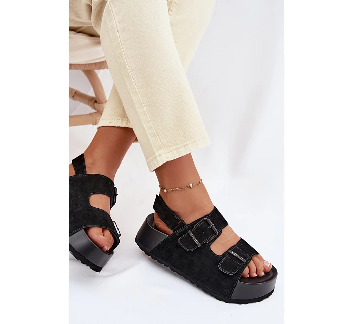 Semišové sandály na platformě Big Star TT274237 Černé Semišové sandály na platformě Big Star TT274237 Černé