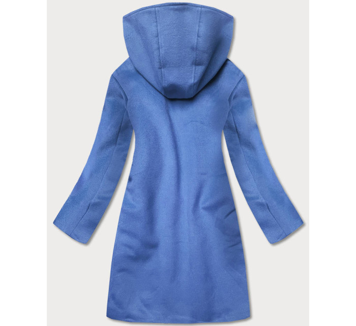 Světle modrý krátký dámský kabát s kapucí model 16292881 - Ann Gissy