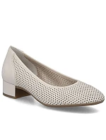 Dámské kožené béžové ažurové lodičky model 22097210 - Rieker Dámské kožené béžové ažurové lodičky model 22097210 - Rieker