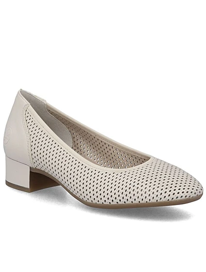 Dámské kožené béžové ažurové lodičky model 22097210 - Rieker Dámské kožené béžové ažurové lodičky model 22097210 - Rieker