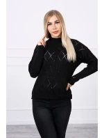 Svetr s polovičním rolákem a kosočtvercovým vzorem černý