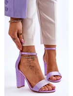 Dámské sandály na vysokém podpatku se zirkony fialové model 21615112 - Boto