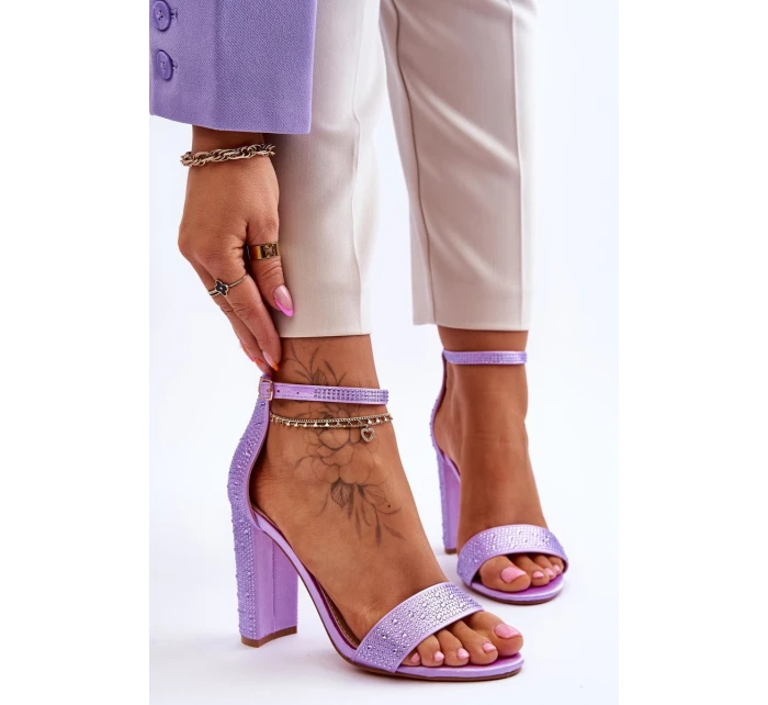 Dámské sandály na vysokém podpatku se zirkony fialové model 21615112 - Boto